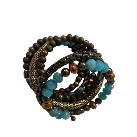 Bracelet Bangle One piece Funky Gold Black Teal Brown - Picture 3 of 5